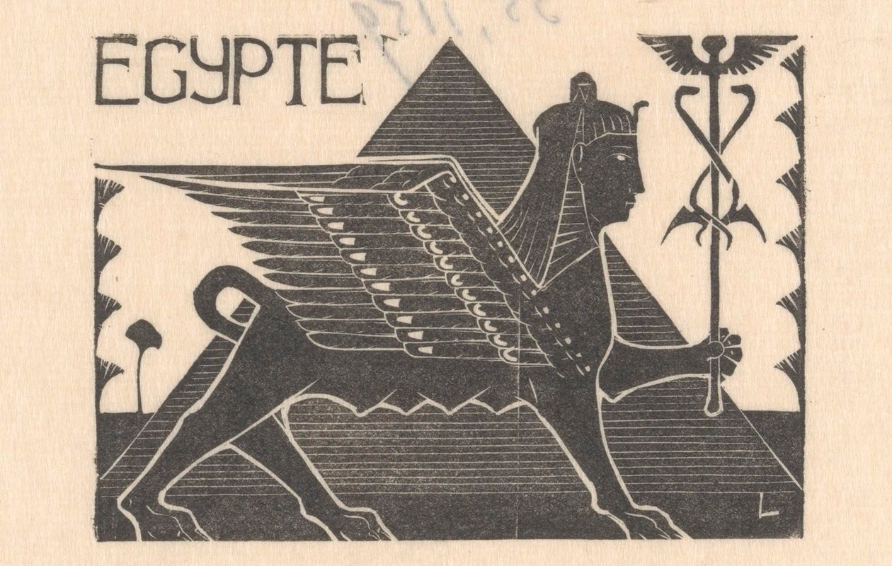 Esfinge y pirámide
Egipto (título en el objeto) de Mathieu Lauweriks