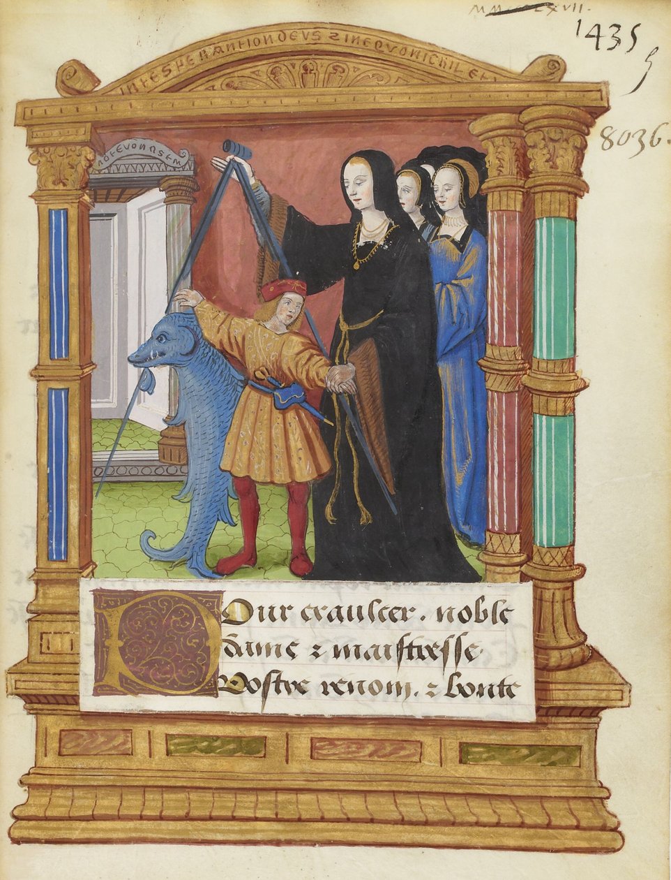 BNF Fr2285 f5r - La brújula delfín de Maitre de Philippe de Gueldre