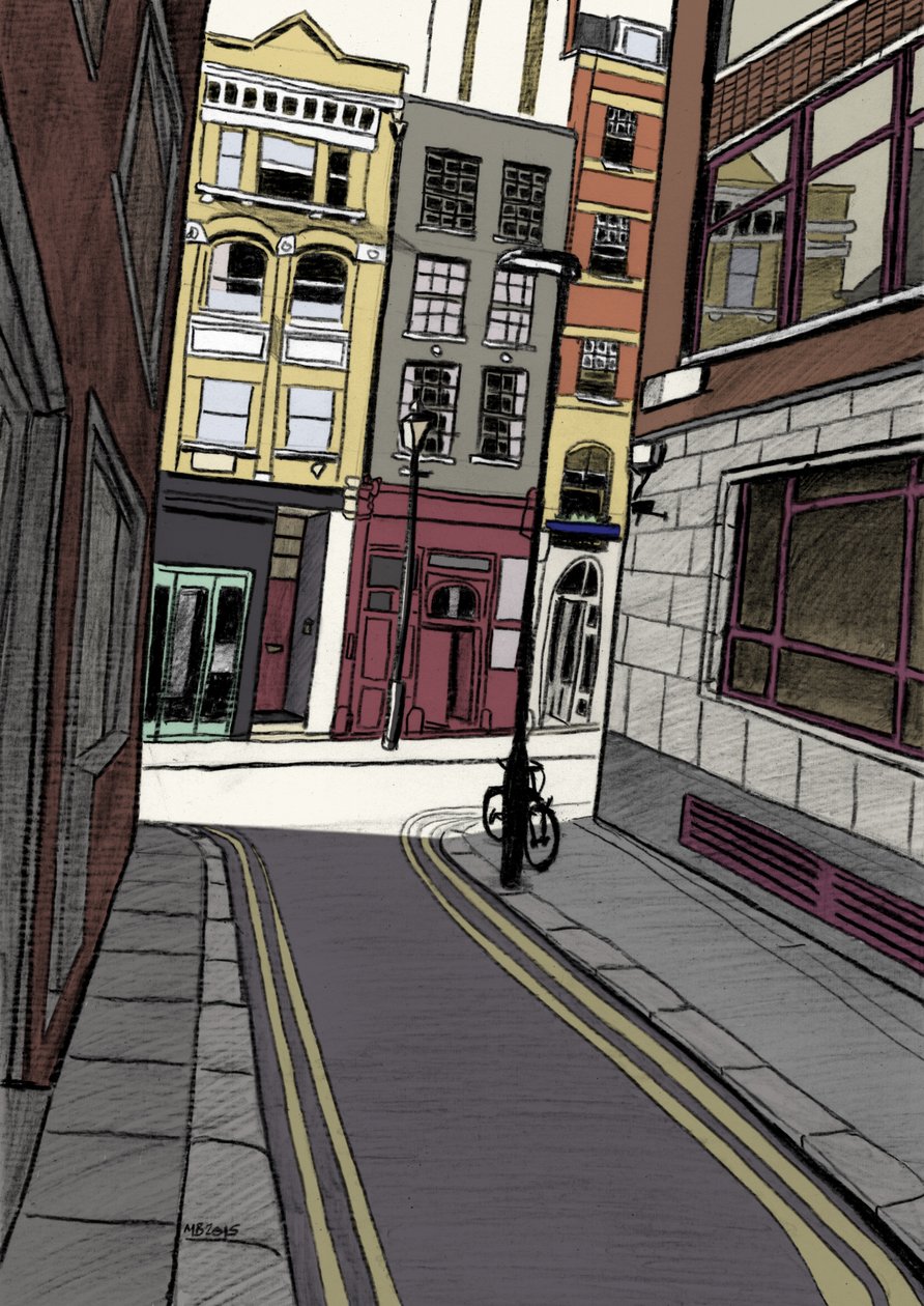 Fox and Knot Street EC1, 2015 (lápiz, digital) de Matt Bannister