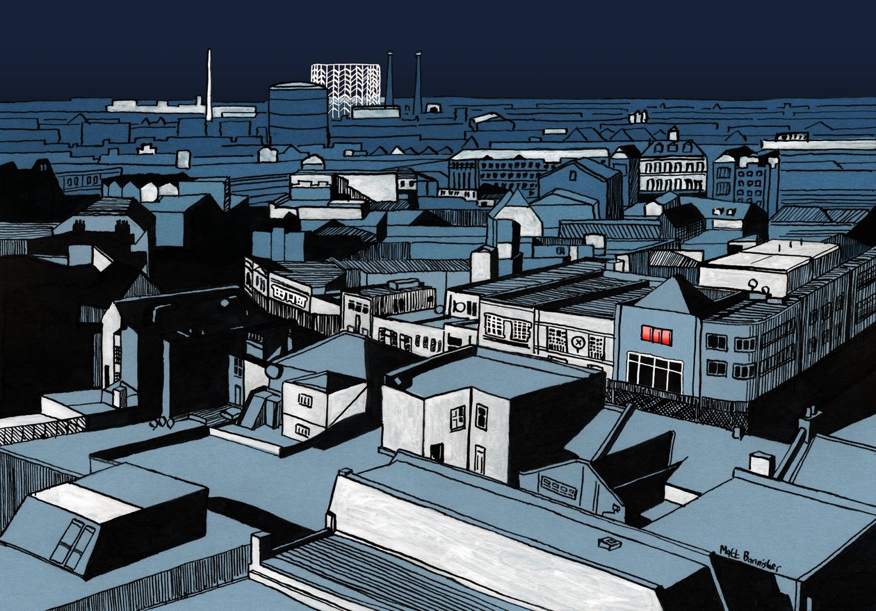 Misterioso corte de luz, 2016 (tinta acrílica, digital) de Matt Bannister