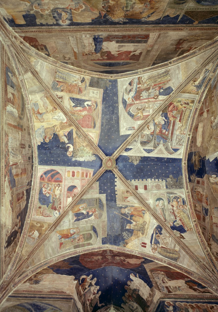 Vista del techo de la capilla del Tinel con escenas de la vida de San Marcial, 1344-45 de Matteo di Giovanetto da Viterbo