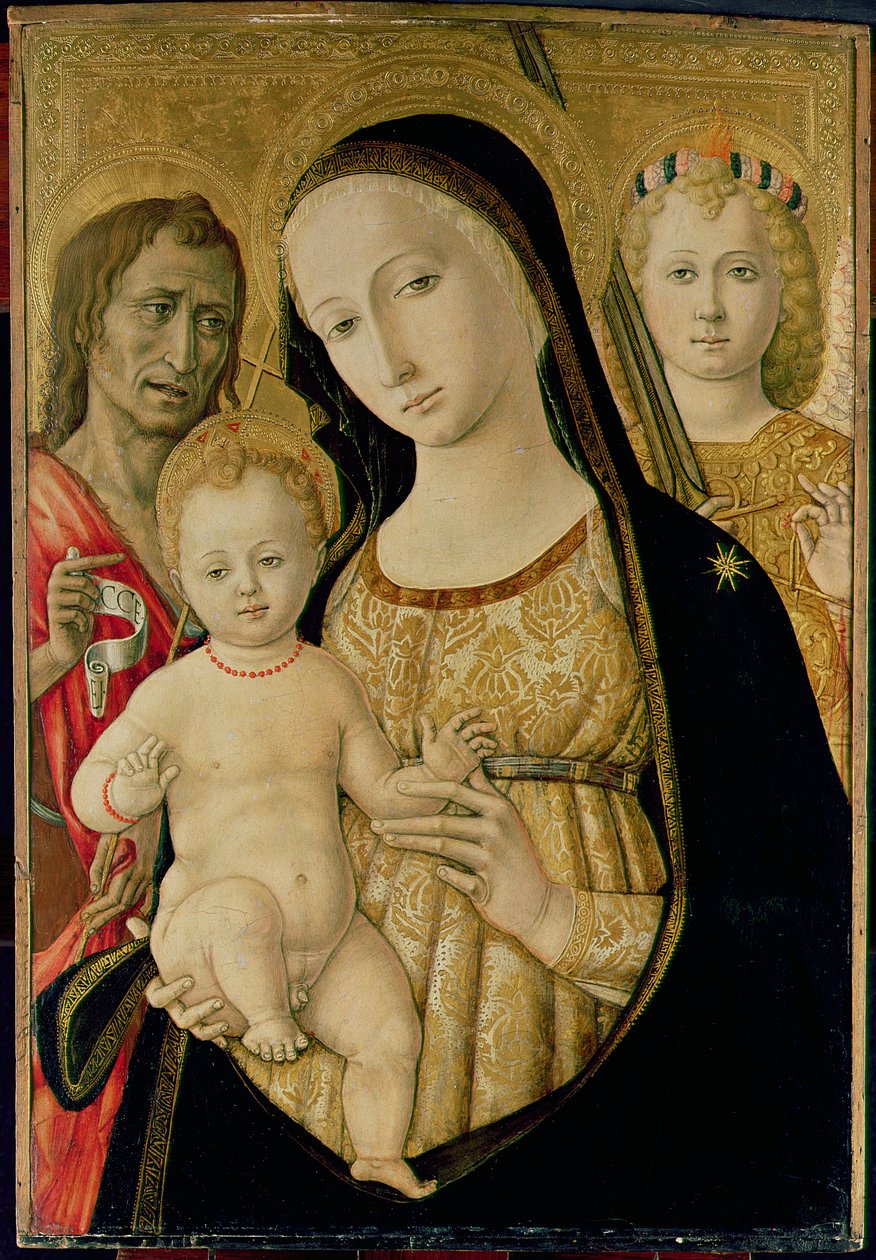 Madonna y el Niño con San Juan Bautista y San Miguel Arcángel, c.1485-95 de Matteo di Giovanni di Bartolo
