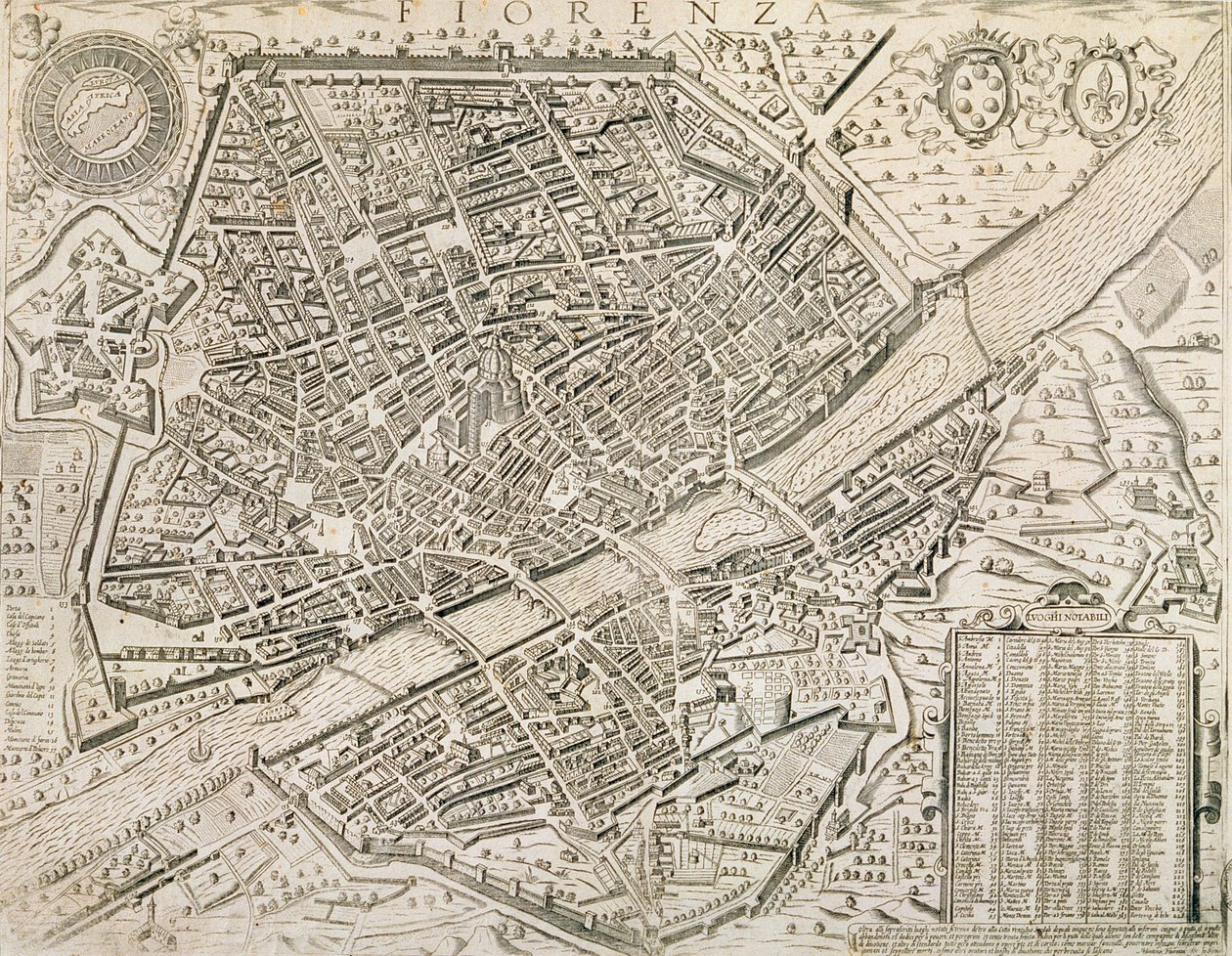 Mapa de Florencia, 1595 de Matteo Florimi