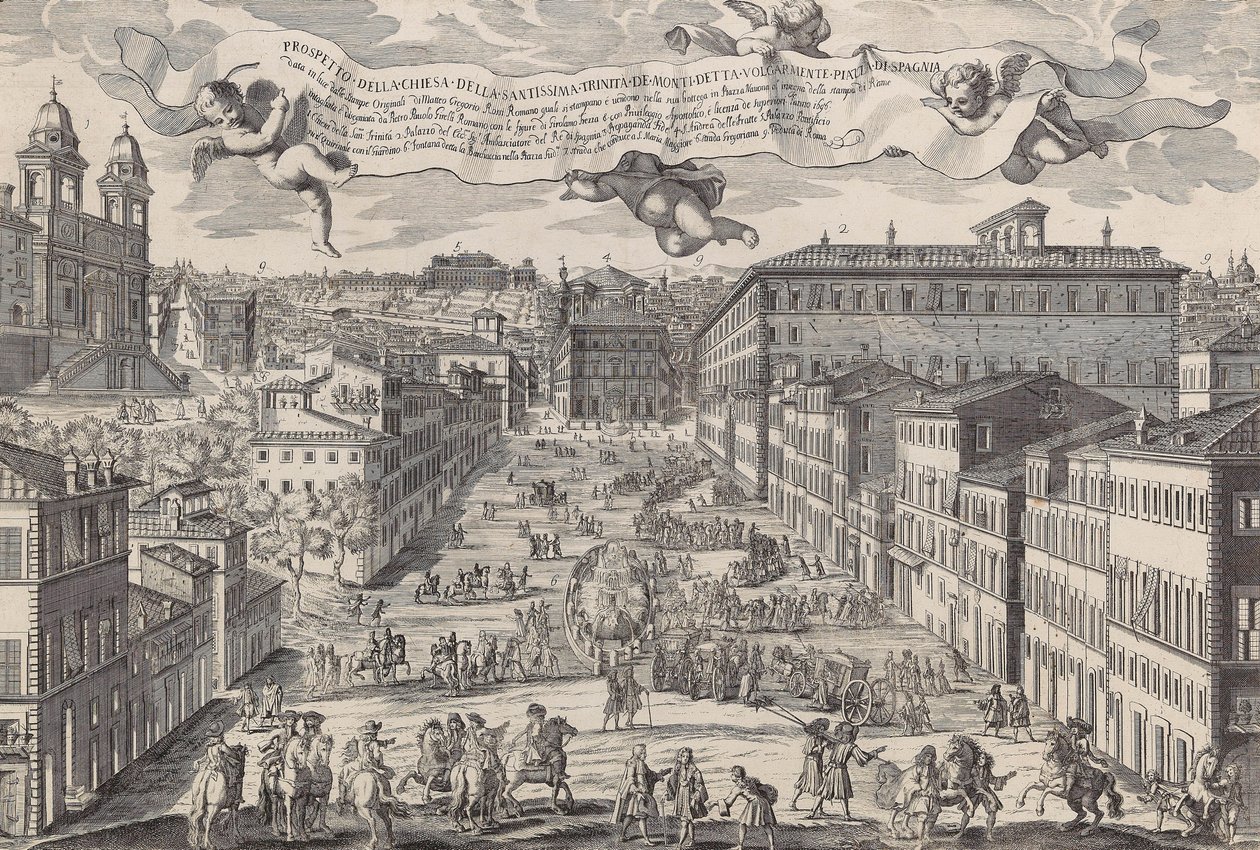Prospetto della chiesa della Santissima Trinita de Monti detta volgarmente Piazza di Spagnia, 1696 de Matteo Gregorio de Rossi
