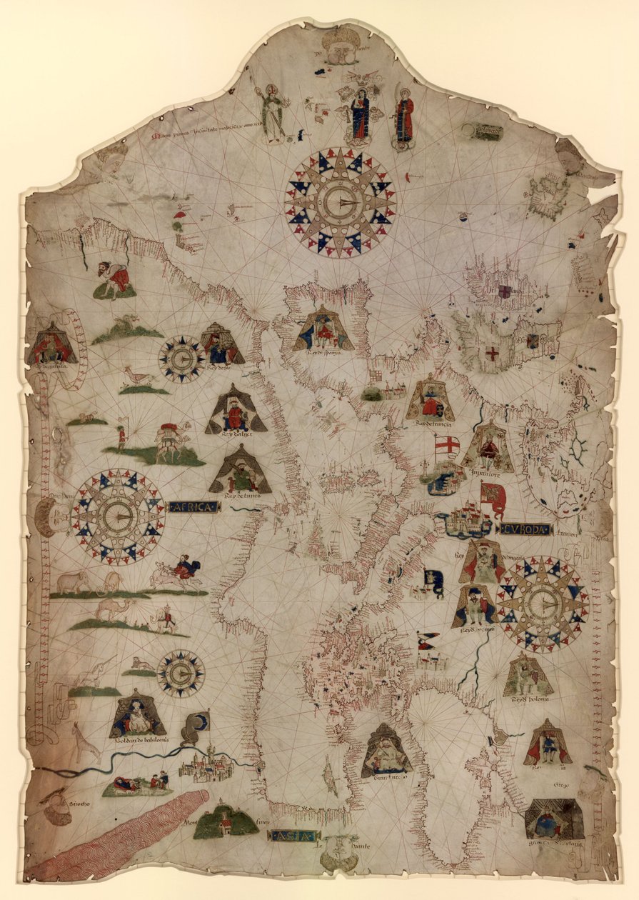Carta del Mediterráneo, Mar Negro y las costas de Europa occidental y noroeste de África, c.1559 de Matteo Prunes