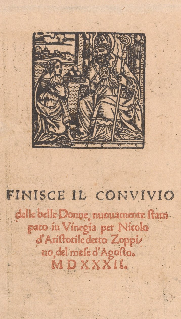 Convivio delle Belle Donne, página 22 verso, agosto de 1532 de Matteo da Treviso