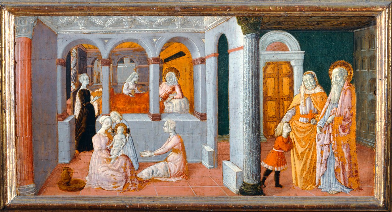 El nacimiento de la Virgen ... de Matteo di (attr.to) Giovanni