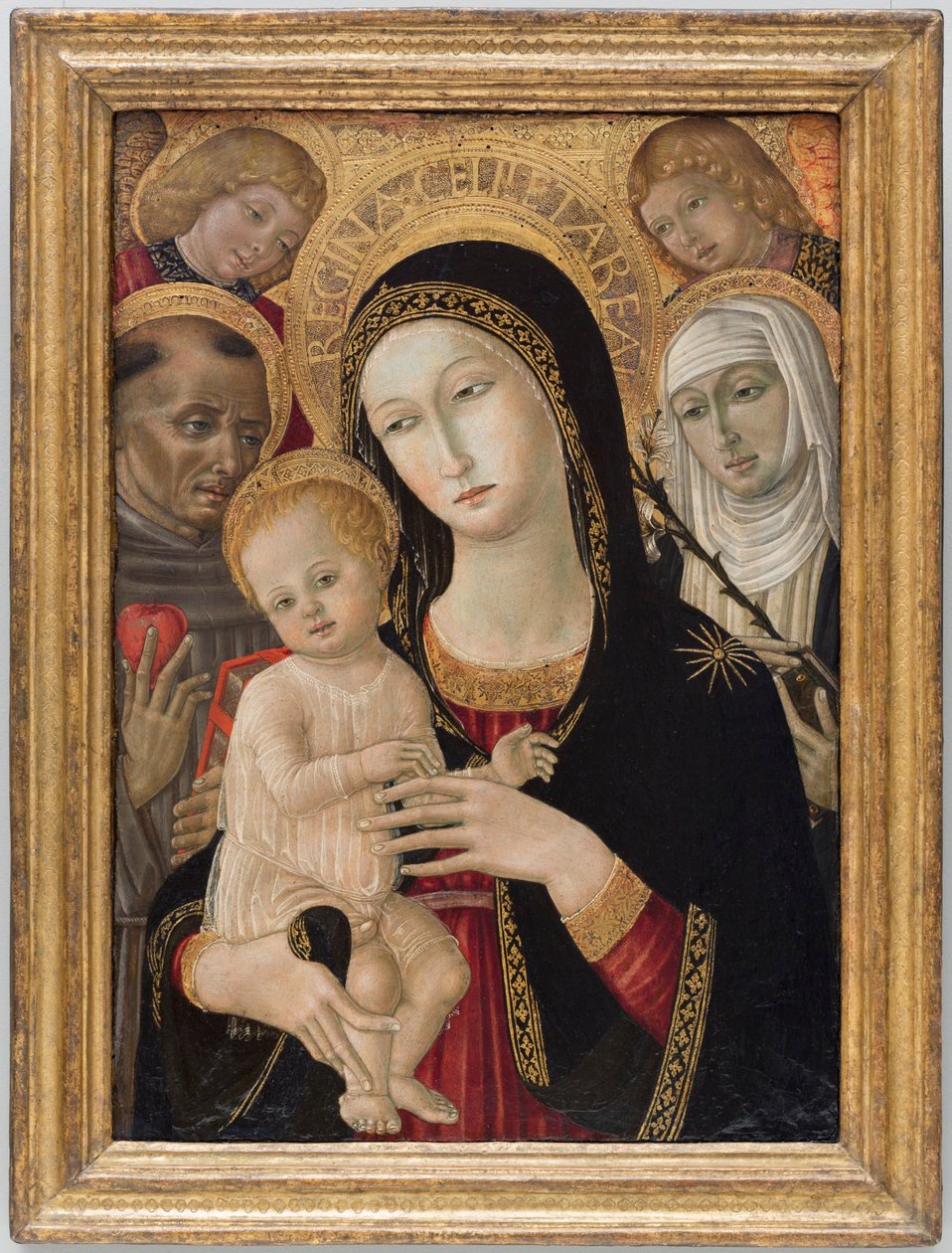 Virgen con el Niño, Santa Catalina de Siena, San Antonio de Padua y ángeles de Matteo di Giovanni
