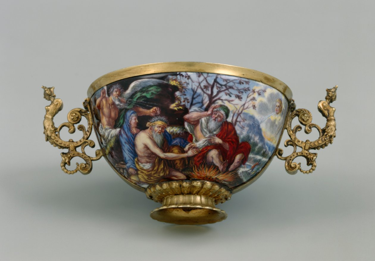Copa con alegoría del invierno, c.1703 (plata dorada y esmalte) de Matthaeus II Baur