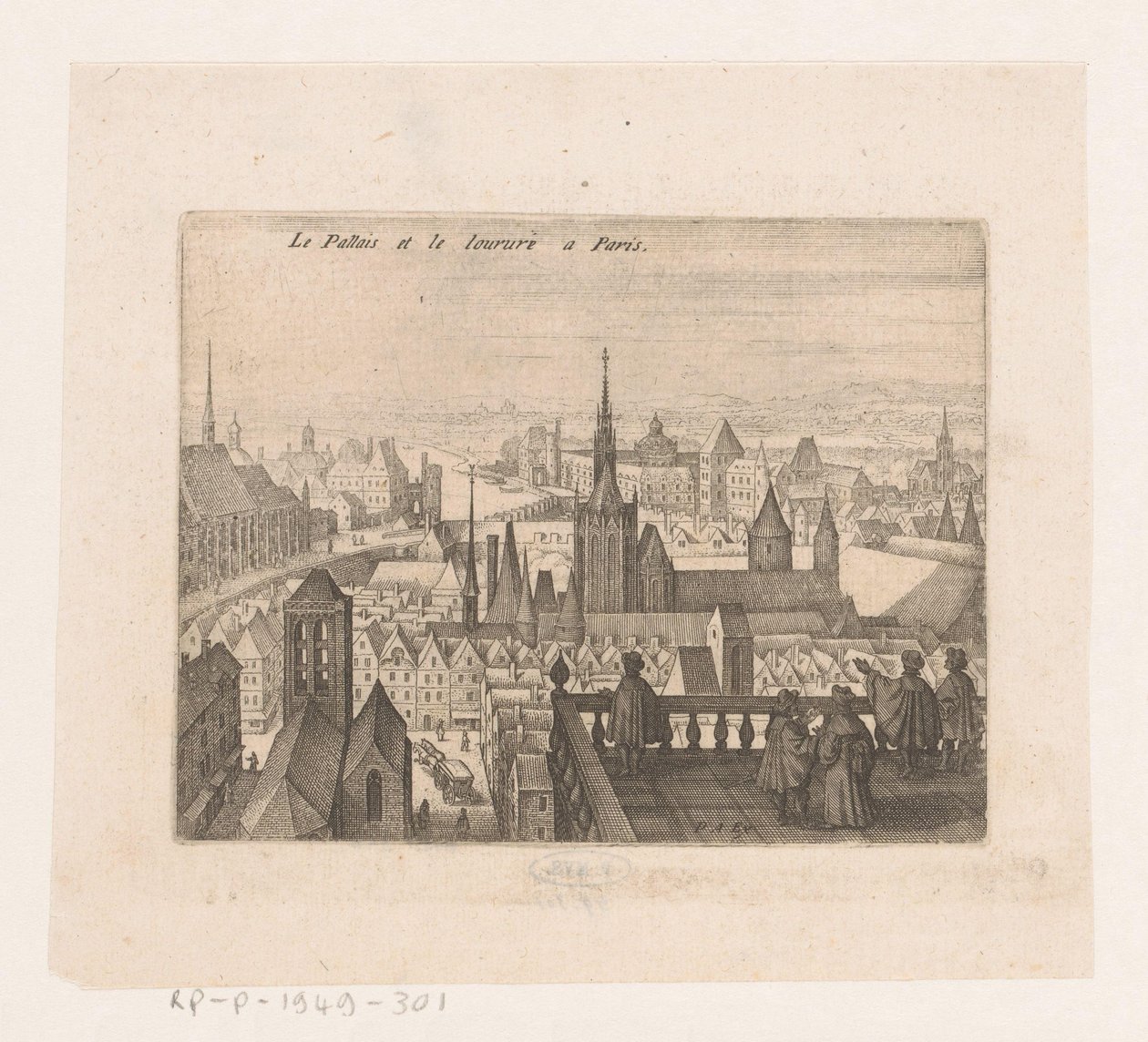 Vista de París
Le Pallais et le lourure a Paris (título en el objeto)
Siete paisajes y ciudades francesas (título de la serie) de Matthäus Merian (I)