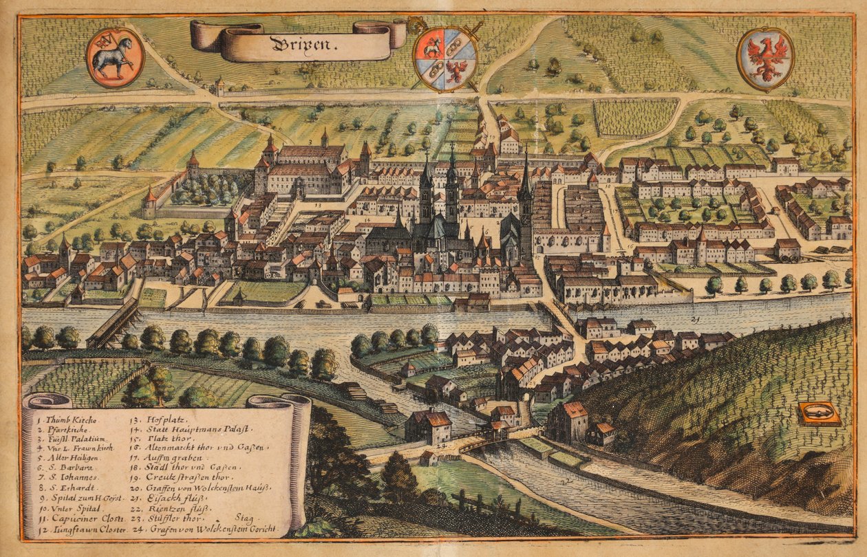 Vista del color de Brixen de Matthaus Merian