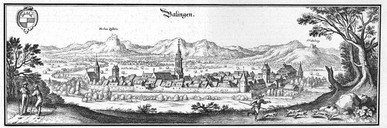 Balingen - extracto de Topographia Sueviae (Schwaben) de Matthaus Merian