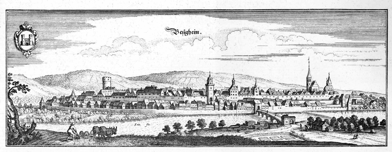 Besigheim - extracto de Topographia Sueviae (Schwaben) de Matthaus Merian