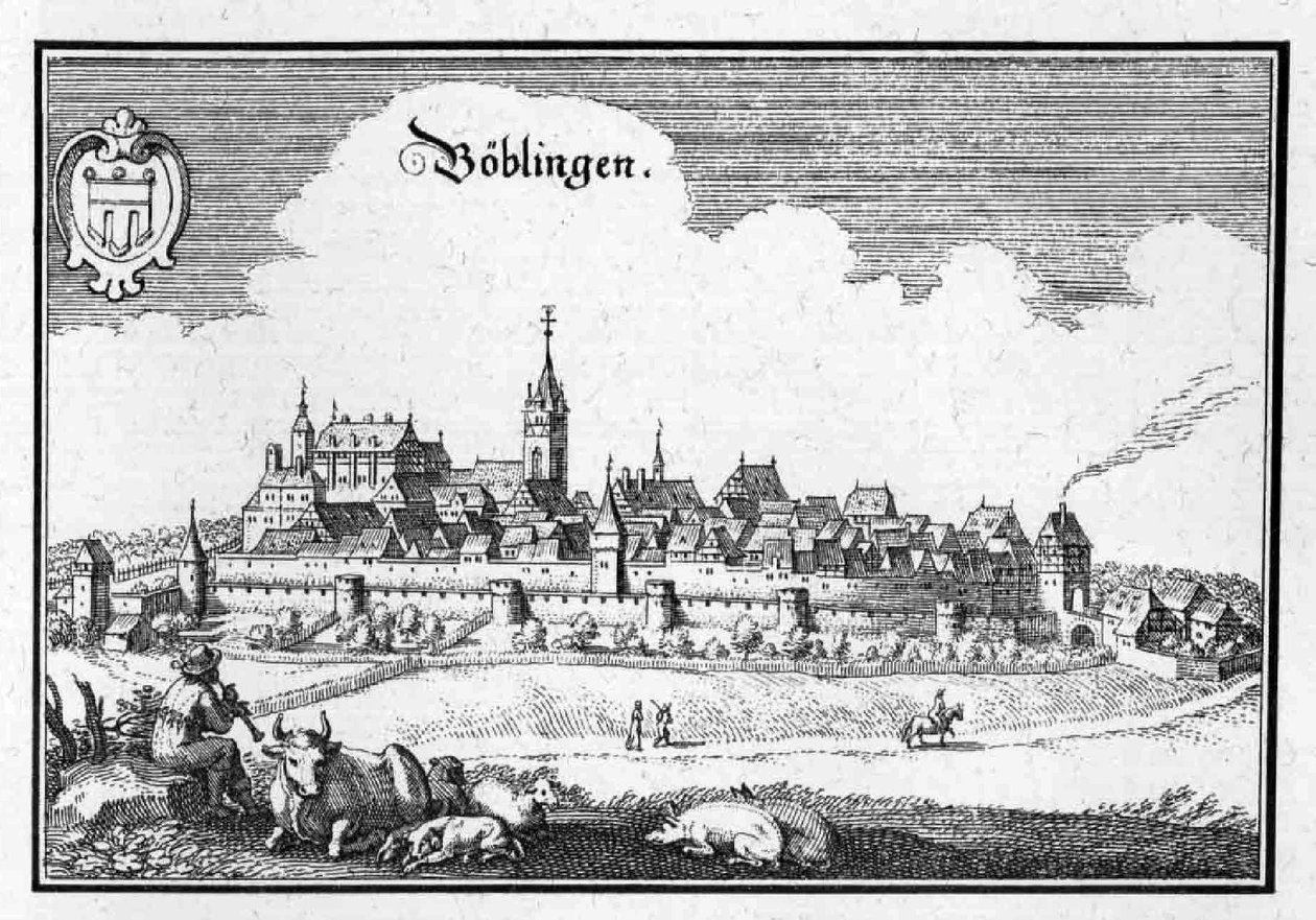 Böblingen - extracto de Topographia Sueviae (Suabia) de Matthaus Merian