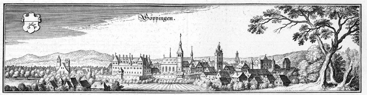 Göppingen - extracto de Topographia Sueviae (Suabia) de Matthaus Merian