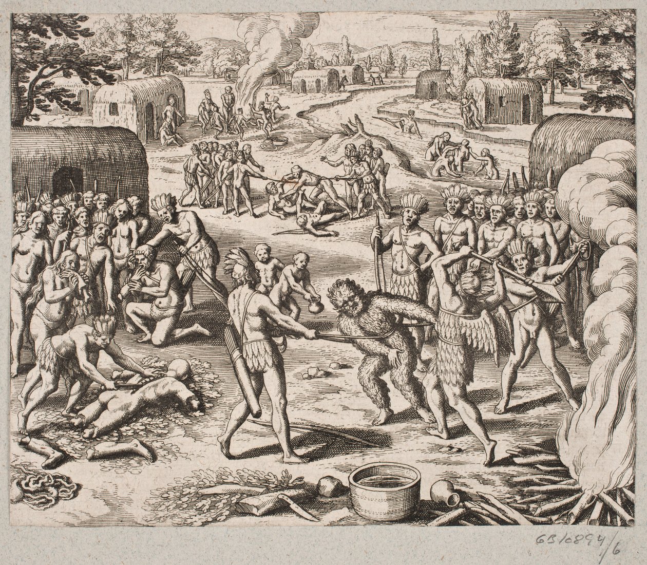Cuando capturan a uno de sus enemigos, lo ejecutan y lo comen de manera bárbara e inhumana de Matthäus Merian d.Æ.