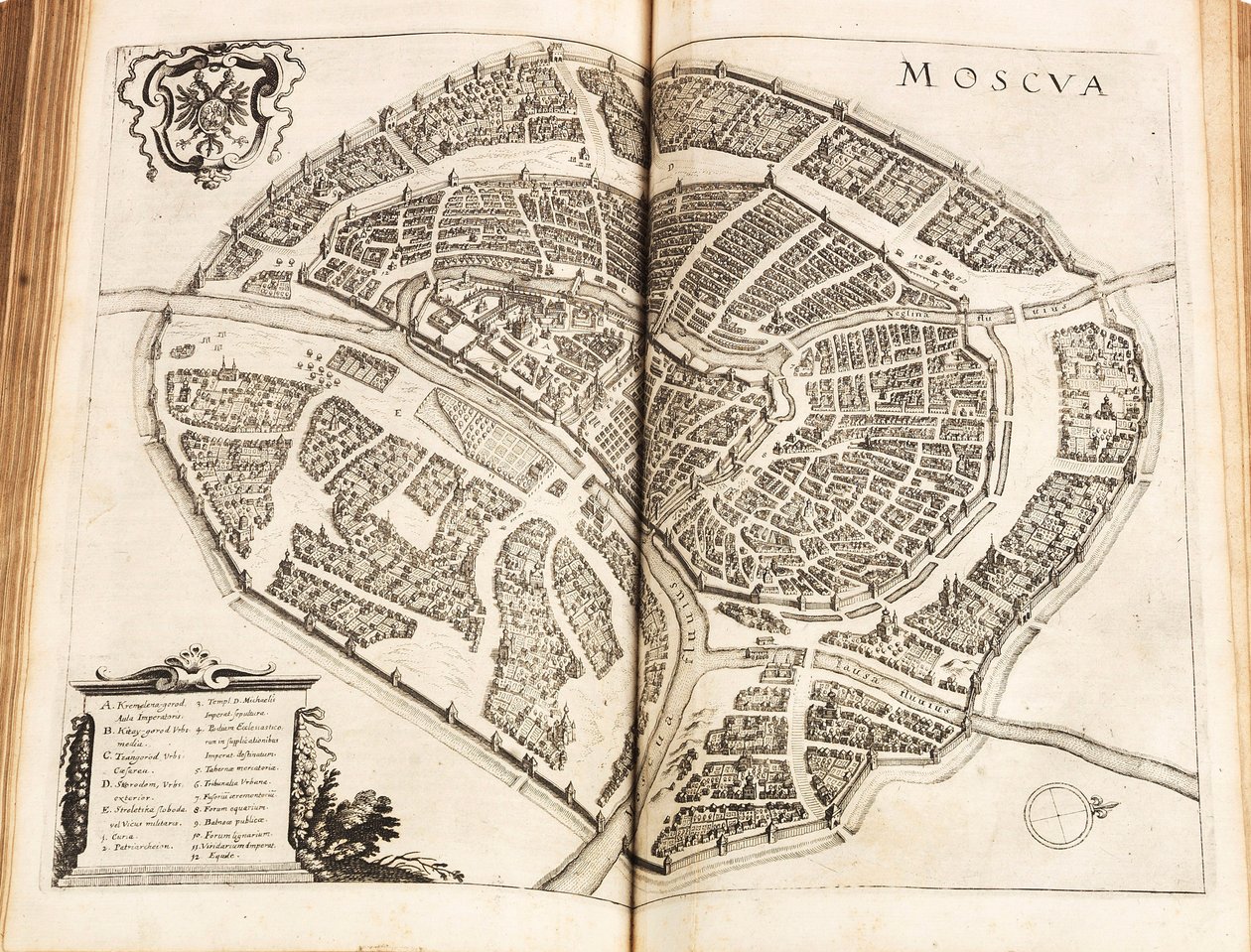 Mapa de Moscú. De: Newe Archontologia cosmica por Johann Ludwig Gottfried, 1646 de Matthaus the Elder Merian