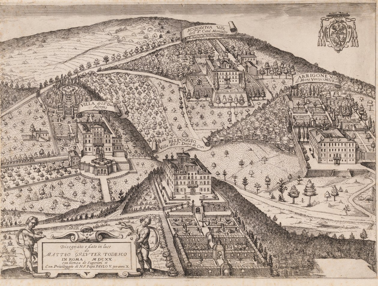 Vista de Frascati y alrededores de Matthaus Greuter