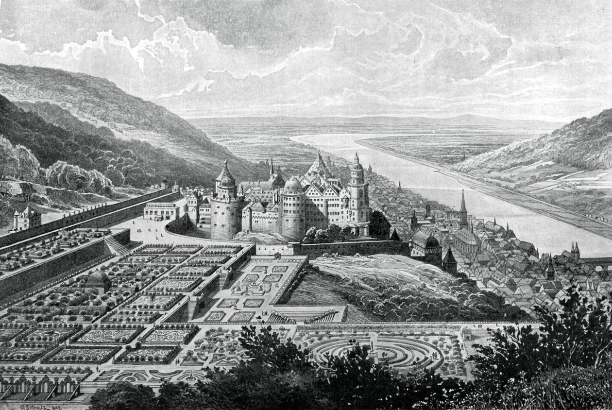Castillo de Heidelberg, Alemania, en 1620, 1903 de Matthaus Merian