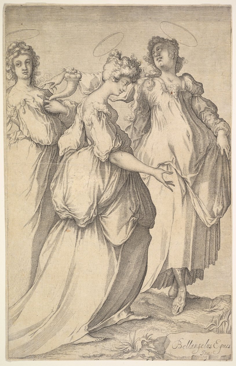 Tres figuras femeninas con halo, ca. 1610-50 de Matthaus Merian