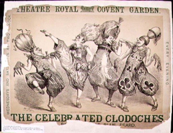 Los Celebrados Clodoches, cartel para una pantomima de Barba Azul producida por Henry J. Bryon, presentada en el Theatre Royal, Covent Garden, Londres, 1871 de Matthew Somerville Morgan