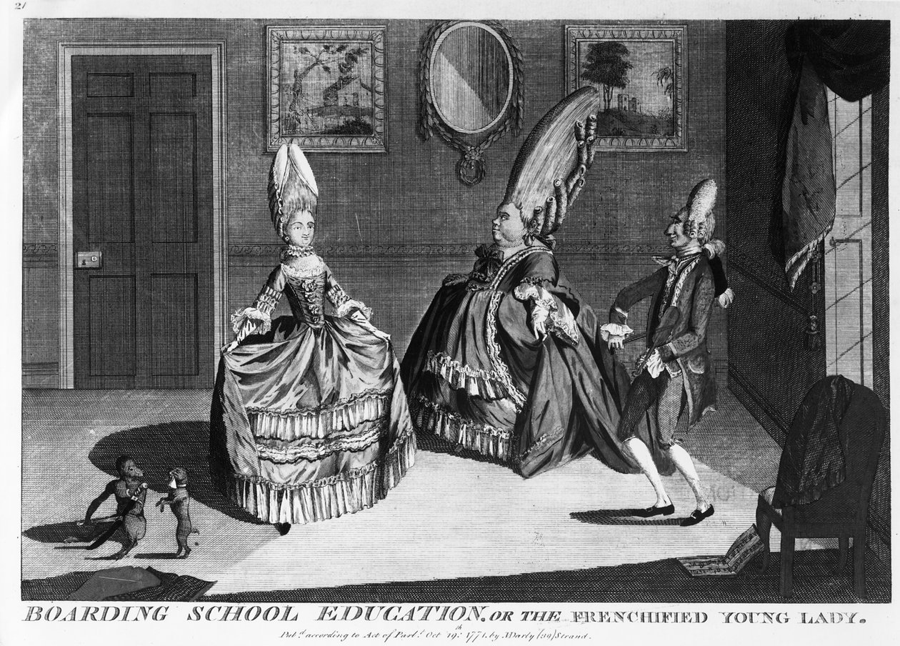Educación en internado o la joven afrancesada, 1839 de Matthew or Matthias Darly