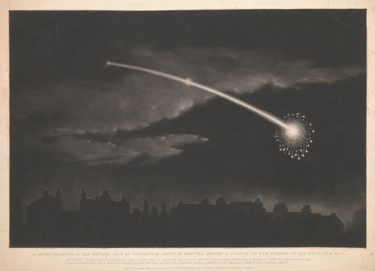 Representación del meteoro visto en Paddington unos 12 minutos antes de las 11 de la noche del 11 de febrero de 1850. de Matthew Cotes Wyatt