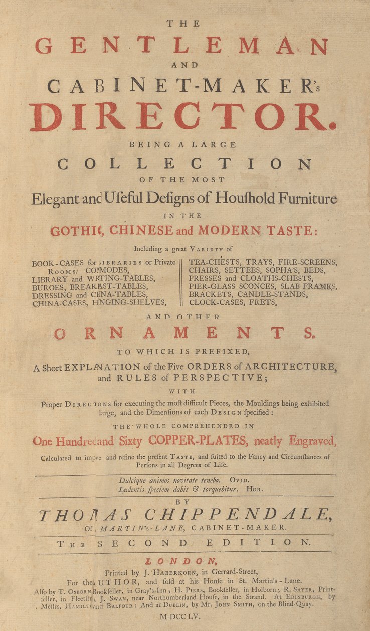 Director de caballeros y ebanistas, 1755 de Matthew Darly