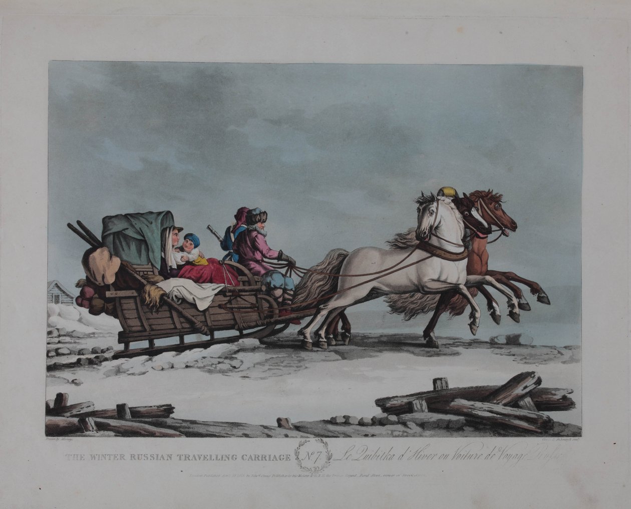 El carruaje de viaje ruso de invierno, 1810s de Matthew Dubourg