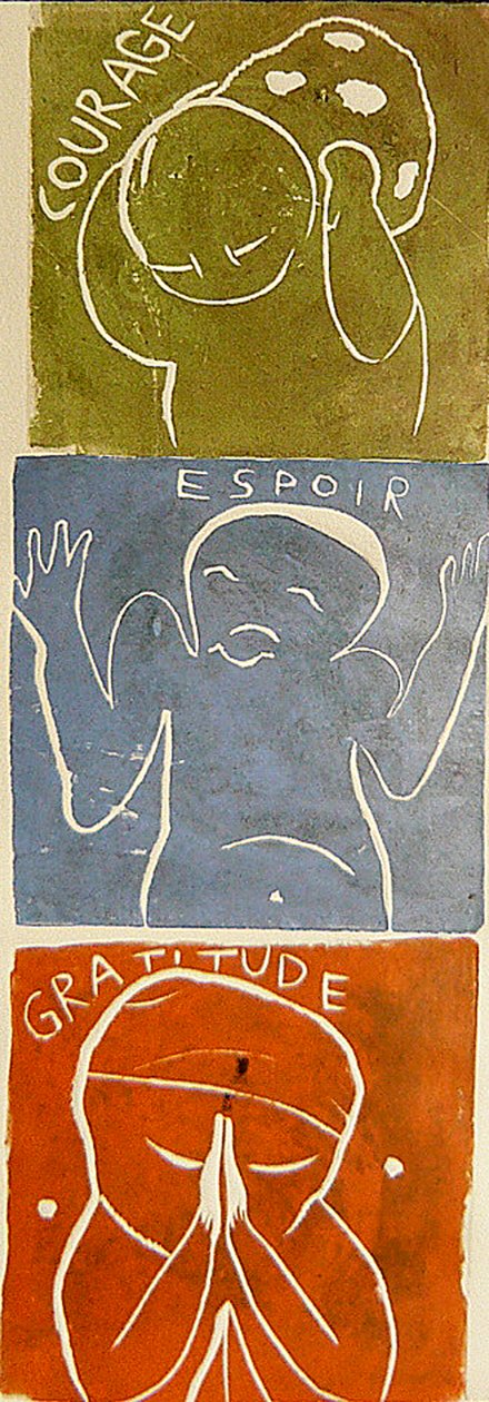 coraje esperanza gratitud, 2005 (linoprint) de Matthew Hilton