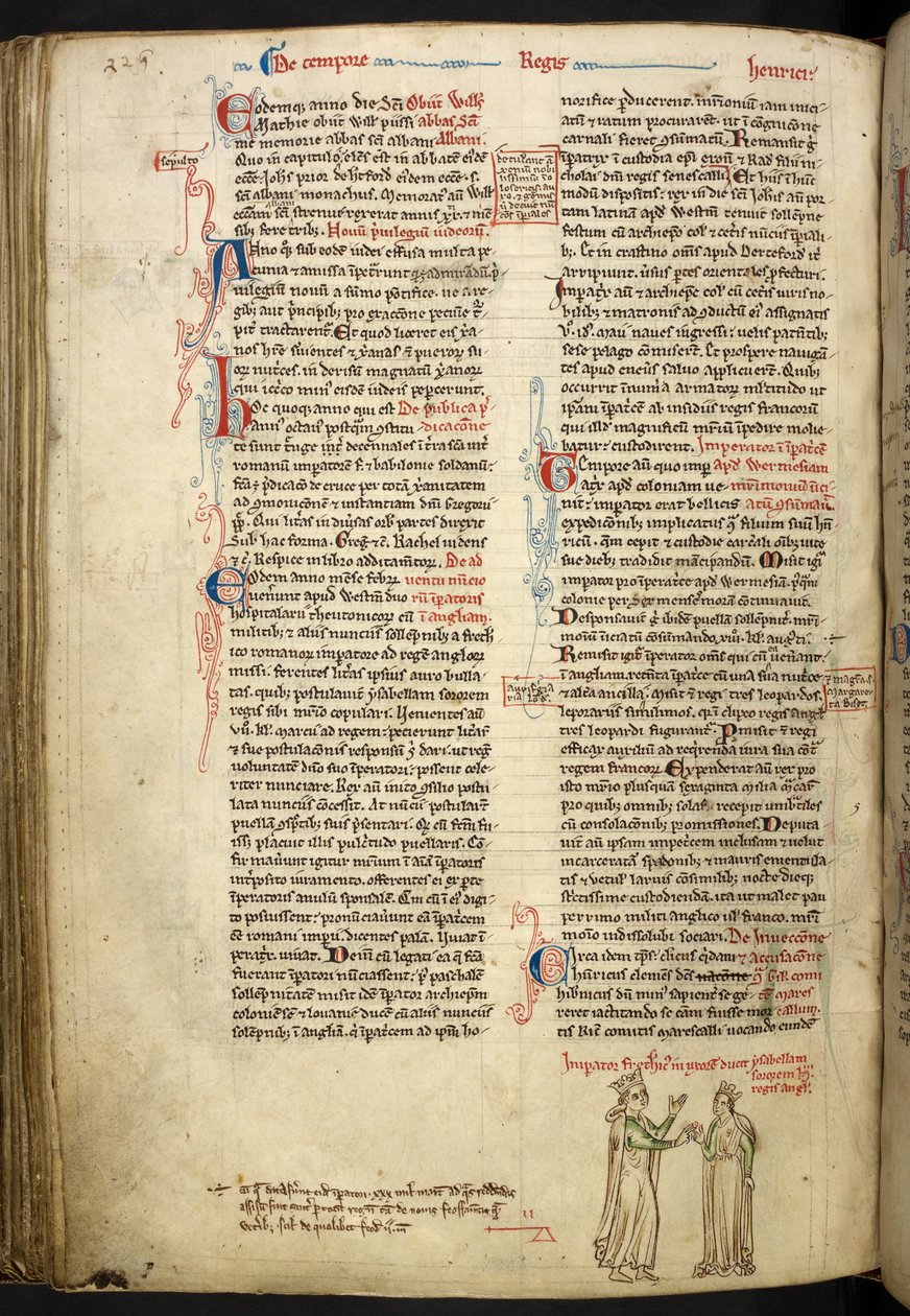 Matrimonio de Federico II e Isabel de Inglaterra, Real 14 C VII, f.123v de Matthew Paris