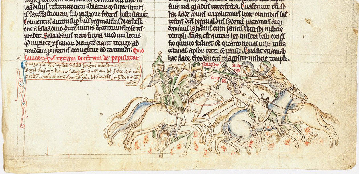 Saladino captura la Santa Cruz De Chronica maiora I por Matthew Paris, siglo XIII de Matthew Paris