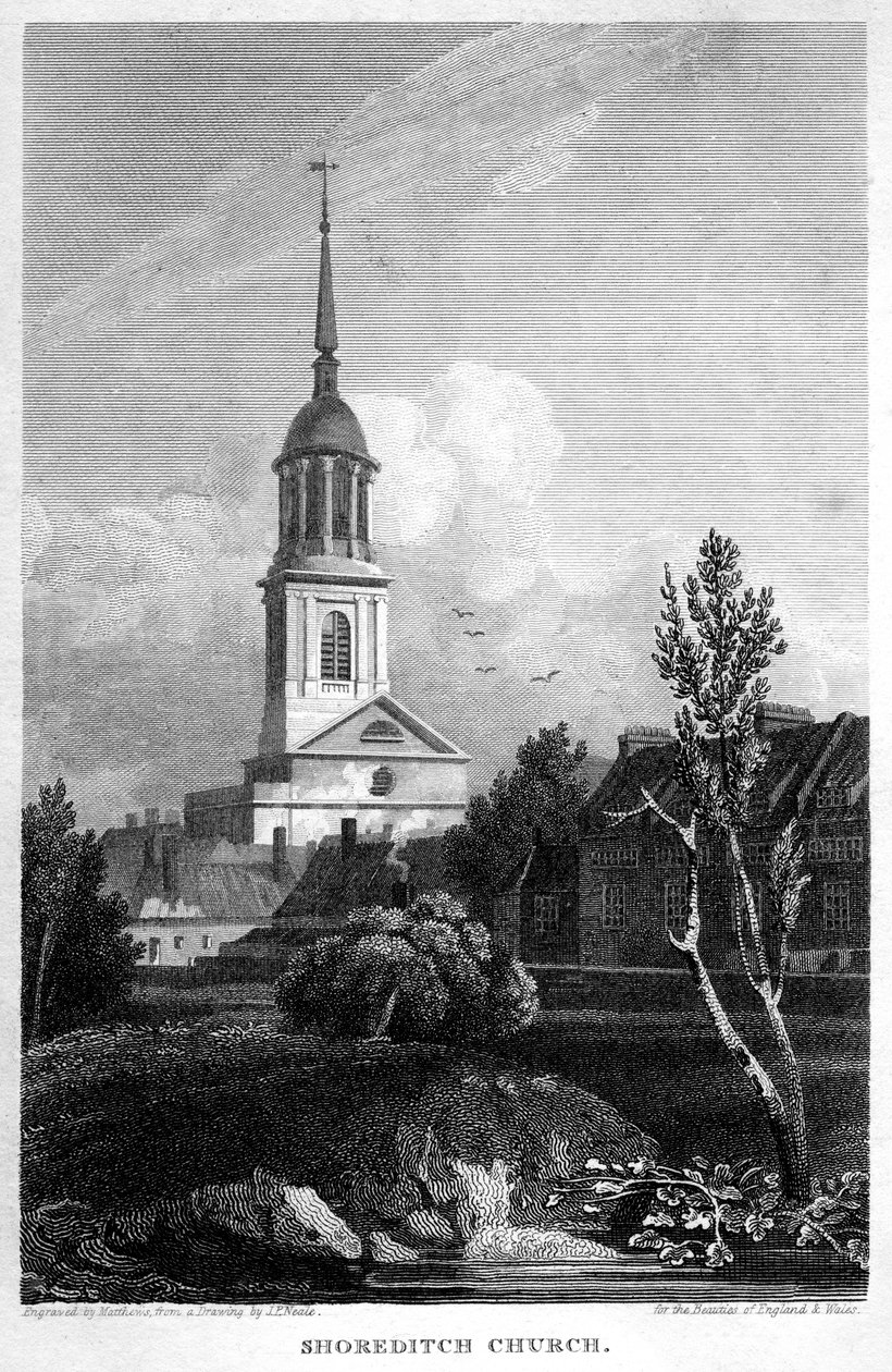 Iglesia de Shoreditch, Londres, 1815 de Matthews