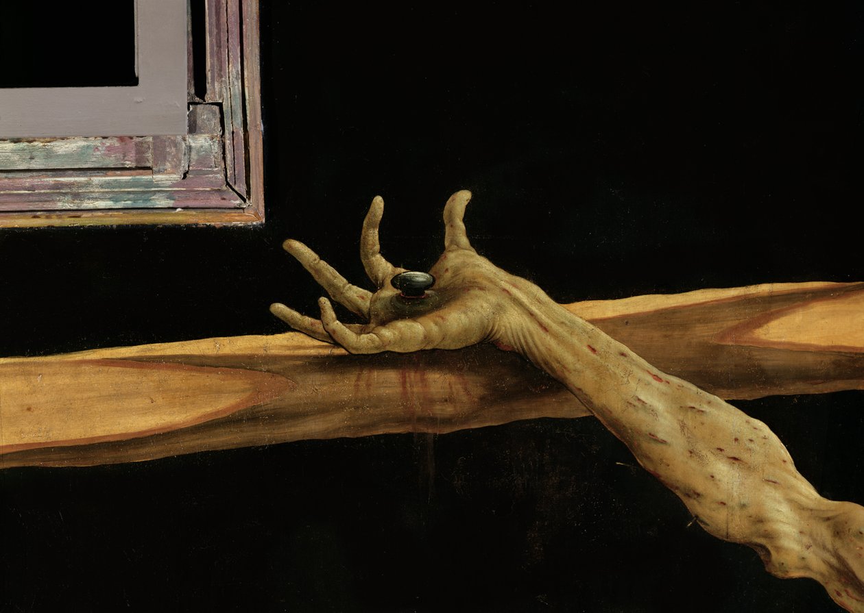 Crucifixión del Retablo de Isenheim, (detalle) de la mano derecha de Cristo de Matthias Grünewald