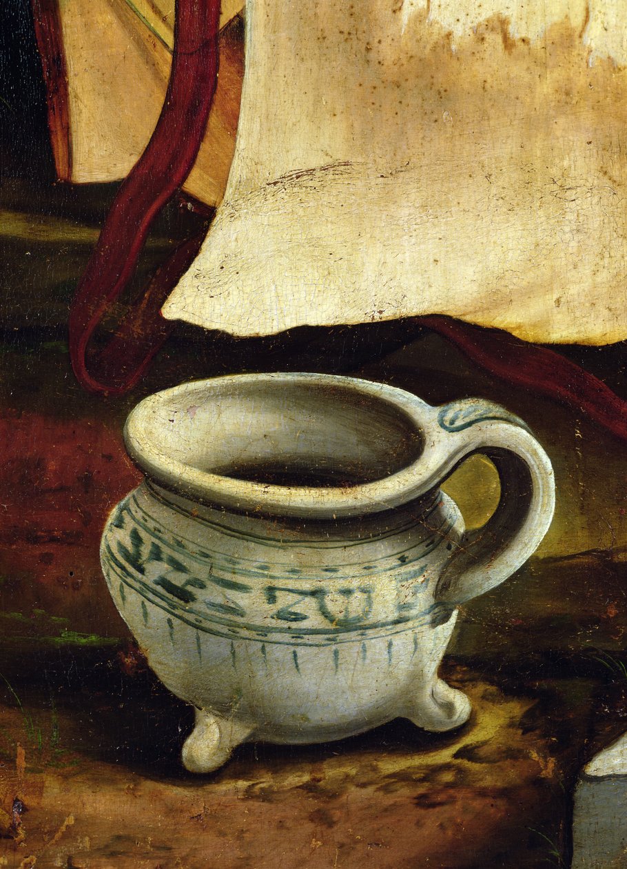 Retablo de Isenheim, ala exterior (detalle de un orinal en la escena de la Natividad) de Matthias Grünewald