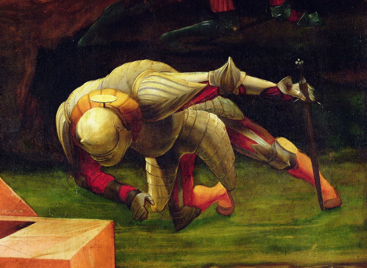 Retablo de Isenheim (detalle de un soldado caído en la escena de la resurrección de Cristo) de Matthias Grünewald