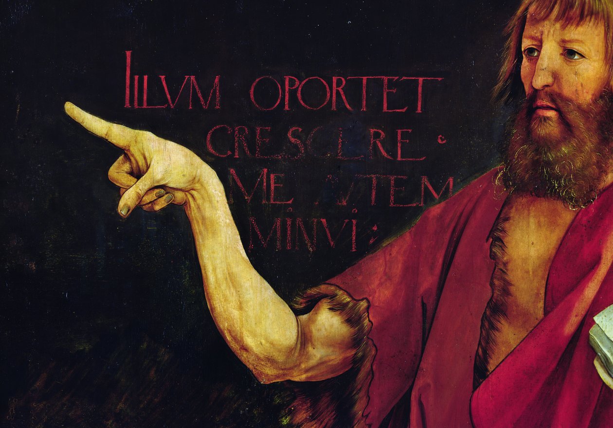 Retablo de Isenheim, cerrado (detalle del brazo de Juan el Bautista) de Matthias Grünewald