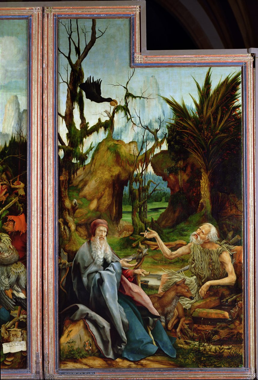 San Antonio y San Pablo, (detalle) del Retablo de Isenheim, c.1512-16 de Matthias Grünewald
