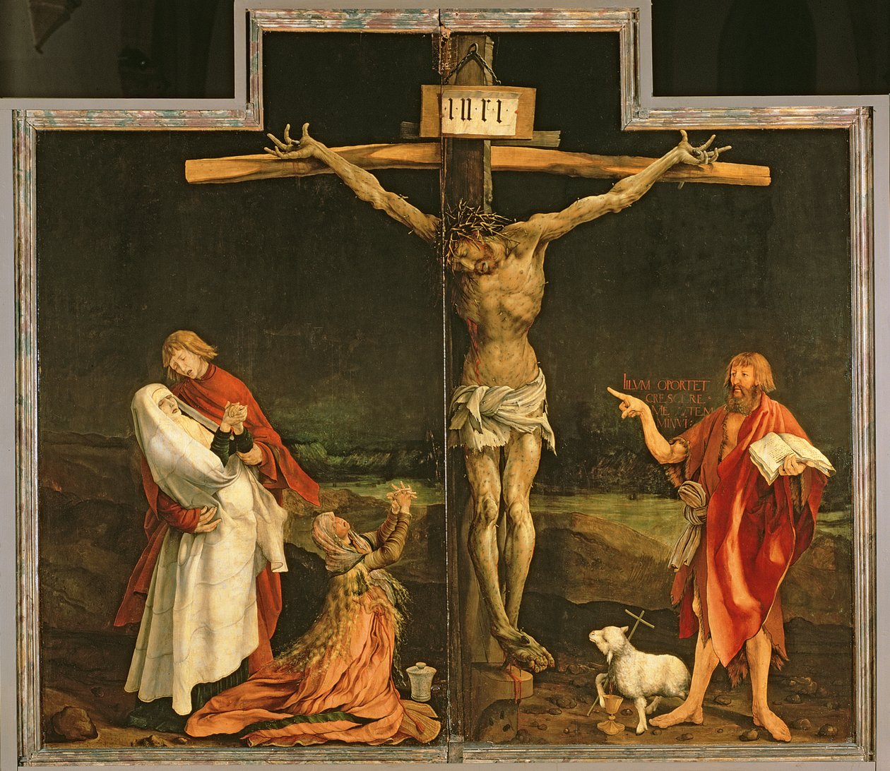 La Crucifixión, del Retablo de Isenheim de Matthias Grünewald