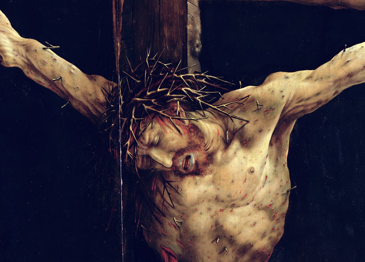 El rostro de Cristo, detalle de la Crucifixión del Retablo de Isenheim, c.1512-16 de Matthias Grünewald