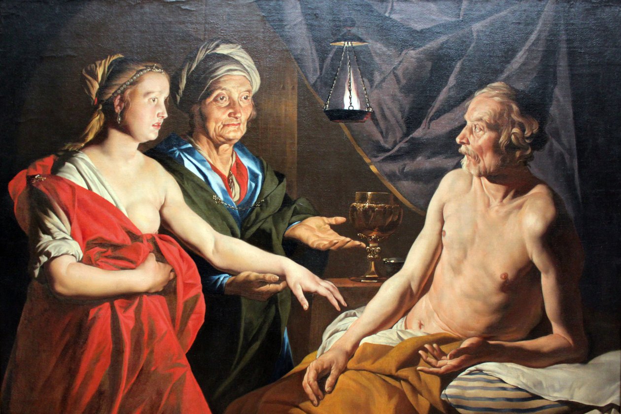 Sara llevando a Agar a Abraham de Matthias Stom