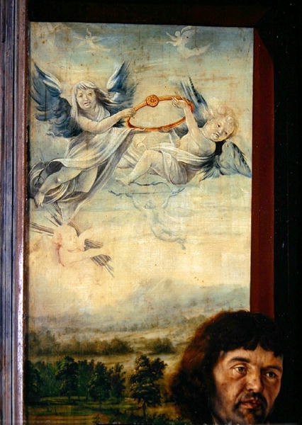 Ángeles, detalle de San Sebastián del Retablo de Isenheim, c.1512-16 de Matthias Grünewald