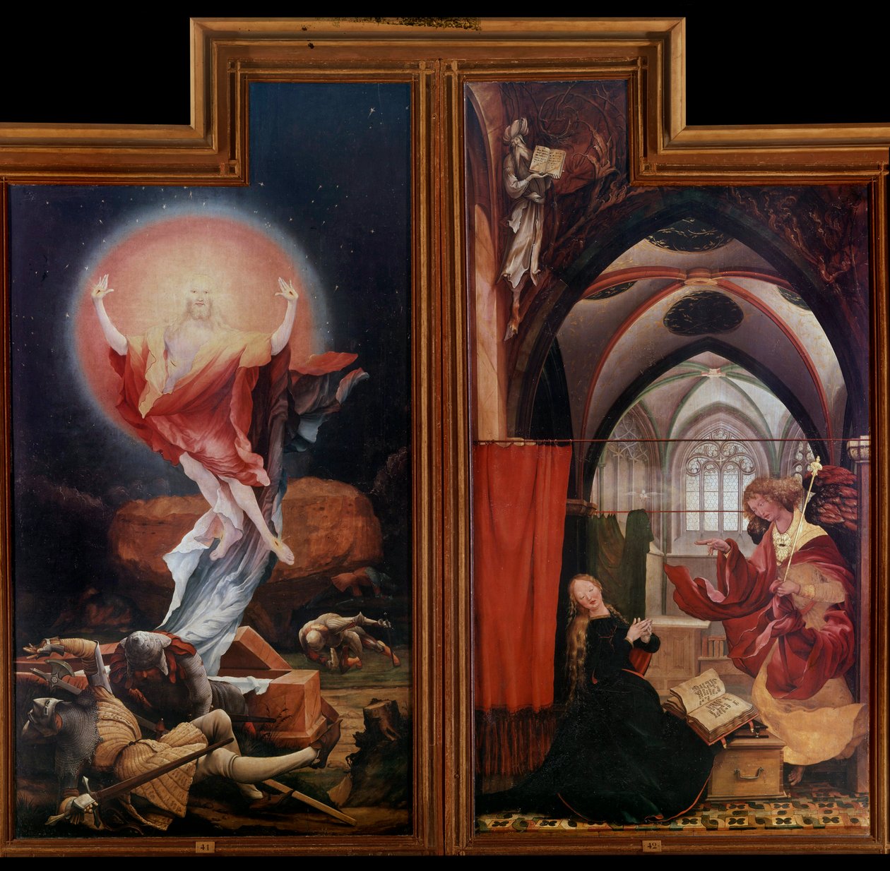 Retablo de Issenheim (o Isenheim): "La Resurrección" "La Anunciación" de Matthias (c.1480 1528) Grunewald