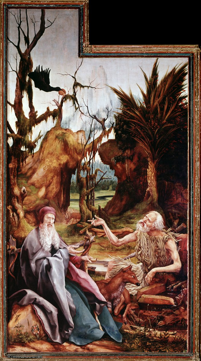 San Antonio el Grande y San Pablo en el desierto, Retablo de Issenheim de Matthias (c.1480 1528) Grunewald