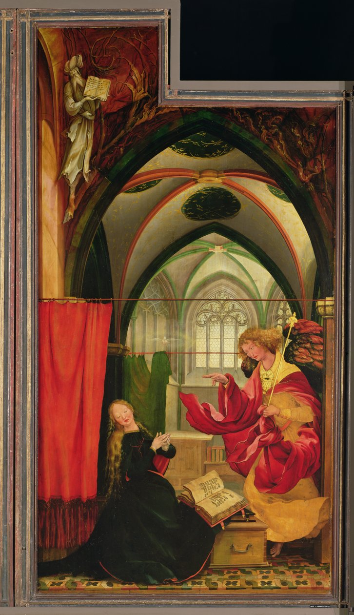 La Anunciación del Retablo de Isenheim, ala izquierda, c.1512-16 de Matthias (c.1480 1528) Grunewald