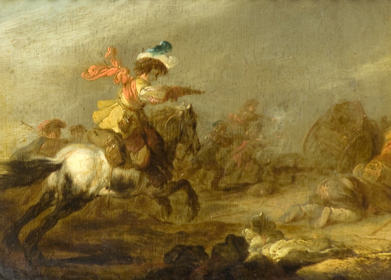 Caballo blanco y figuras de Matthias (follower of) Scheits
