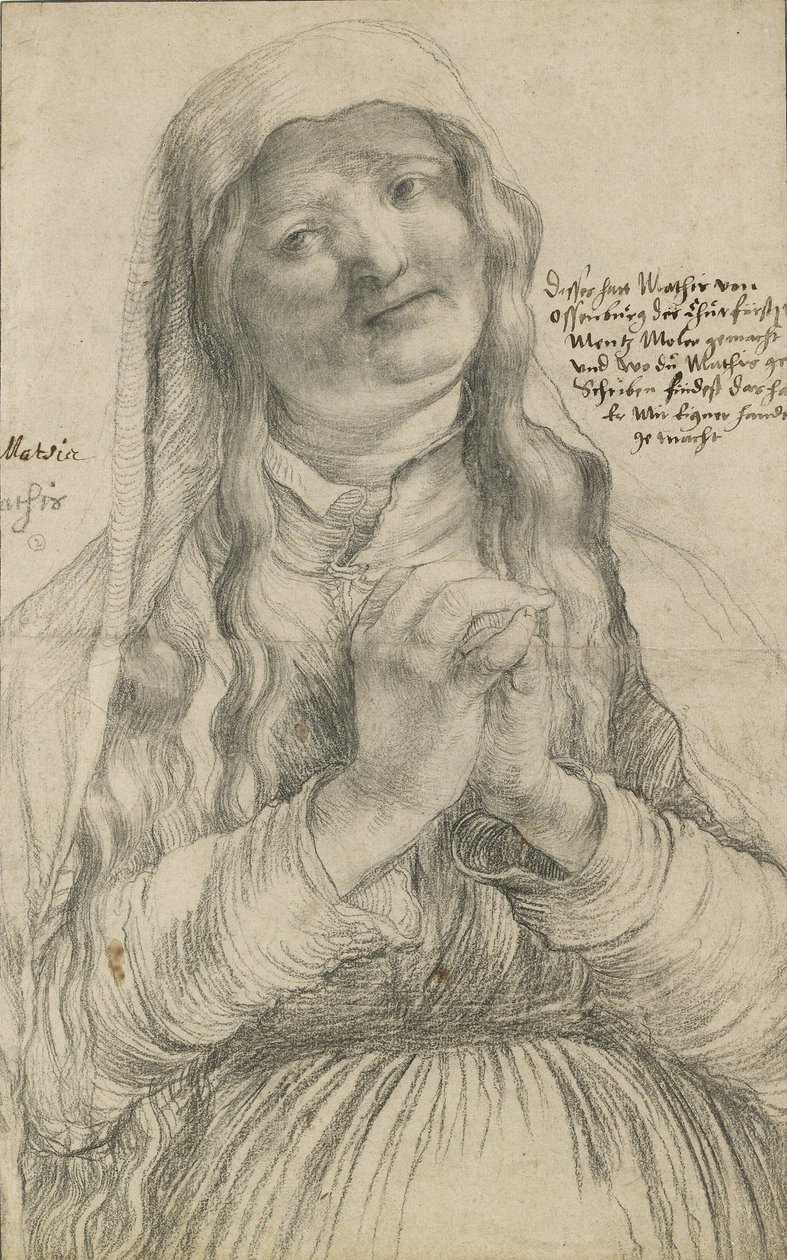 Una anciana con manos entrelazadas, c.1512 de Matthias Grünewald