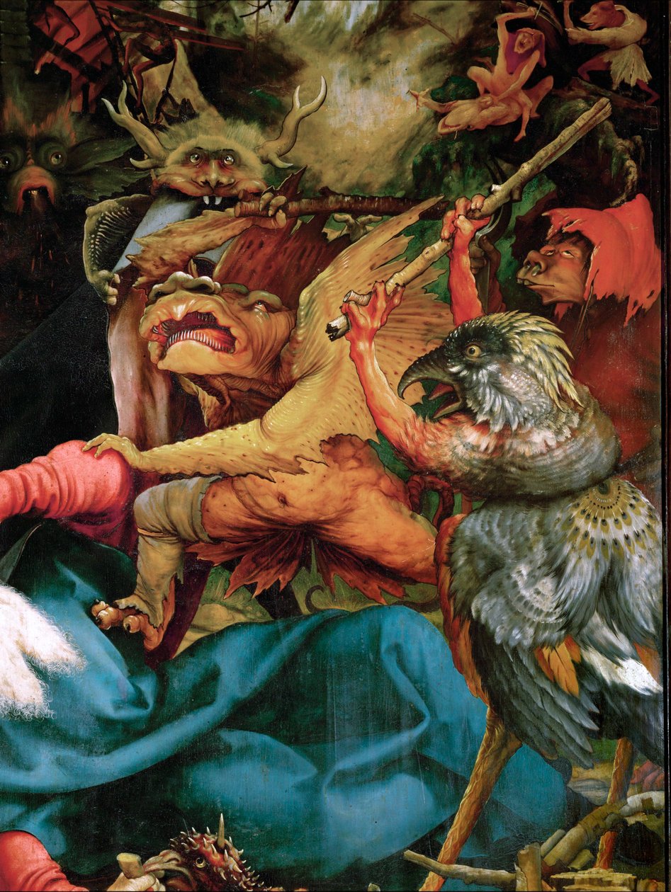 Demonios y monstruos (pintura sobre madera de tilo) de Matthias Gruenewald