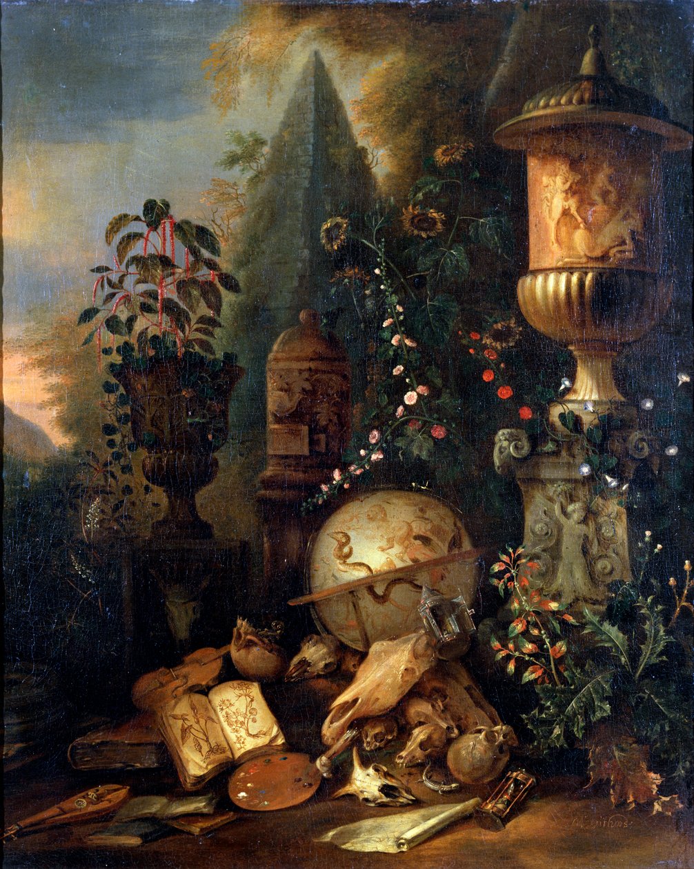Vanitas. Naturaleza muerta con un jarrón, siglo XVII o principios del XVIII de Matthias Withoos