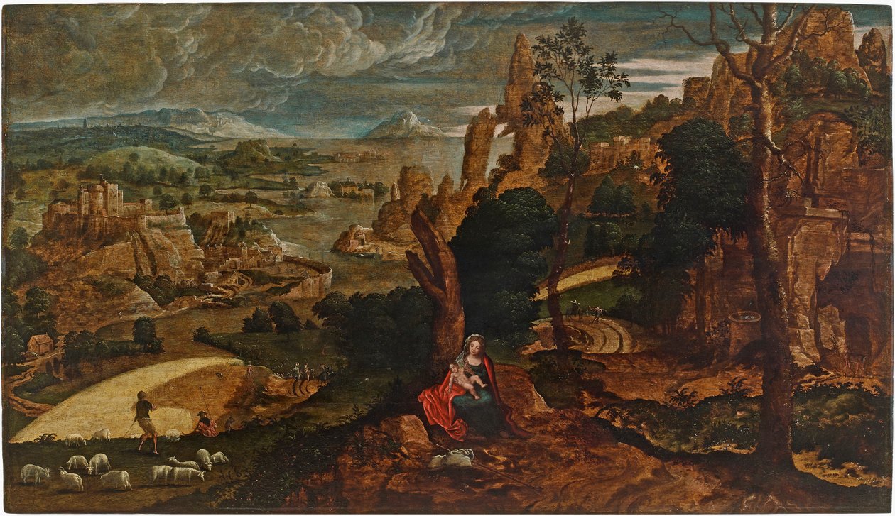 Paisaje con el descanso en la huida a Egipto, 1540-1545 de Matthijs Cock